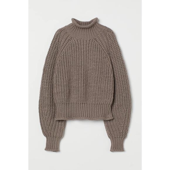 H&M Boxy Taupe Chunky Knit Sweater Extra Small - Picture 1 of 7
